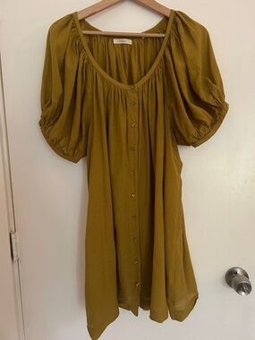 Doen Olive Green Button-Front Mini Dress